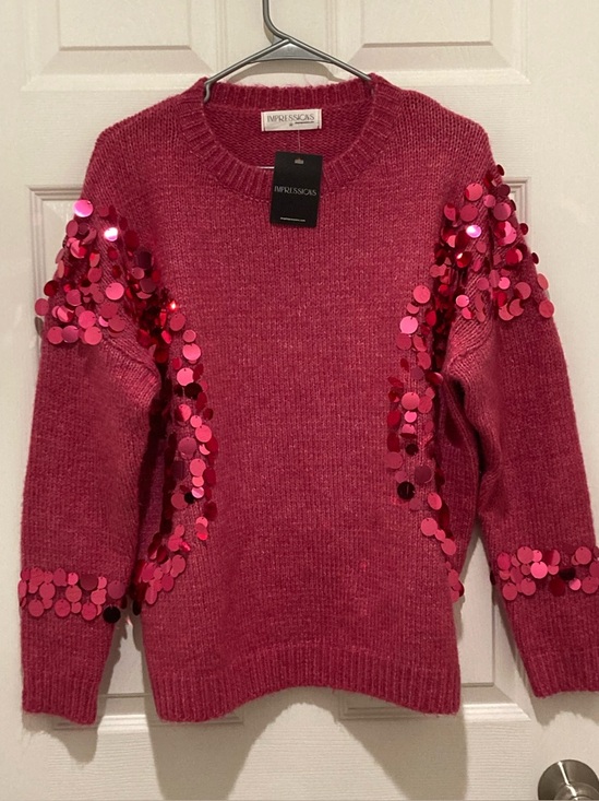 Impressions Sweaters - NWT Impressions size M Sequin-Embellished Pink Sweater
